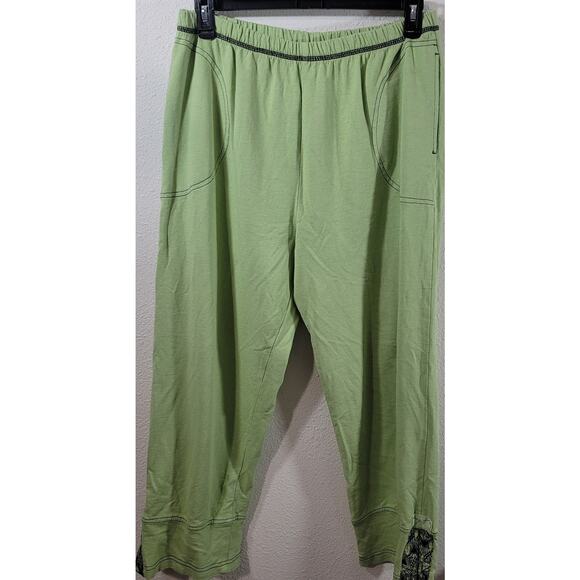 Produce Company Lime Green Pull On Pants XL Lightweight Stretchy Elastic Waist - Picture 1 of 7
